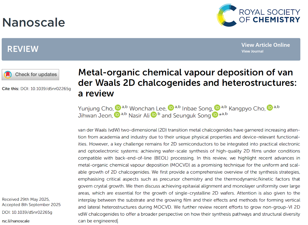 Nanoscale review — MOCVD of 2D chalcogenides published